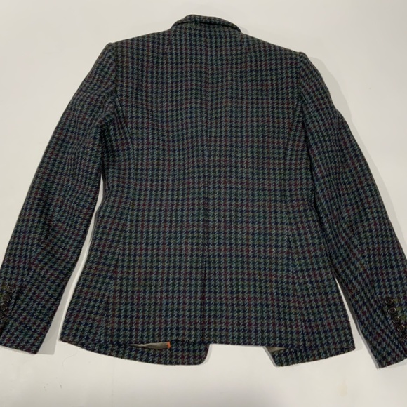 J. Crew Sz 4 Regent Houndstooth Wool Blue Green Blazer - Picture 9 of 10